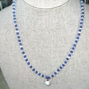 Artisan Handmade Blue Swarovski Crystal & Moonstone Necklace